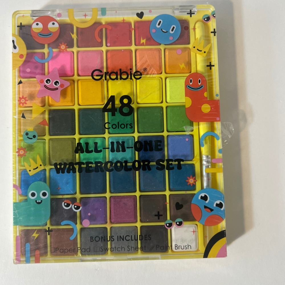 Grabie All in‎ One Watercolor Set of 48 NIP Paint Brush Paper Swatch Card